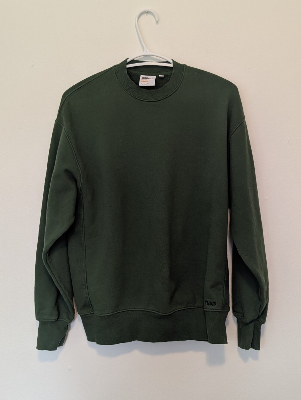 Aritzia Tna Terry Fleece Boyfriend Crewneck Sweatshirt Green Athleisure 2XS